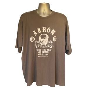 RCC Rubber City Clothing Brown Akron Logo Graphic Short Sleeve T-Shirt Size XXXL
